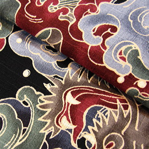 義若オリジナルの和柄股引き 激安セール商品 荒波に龍(黒)
